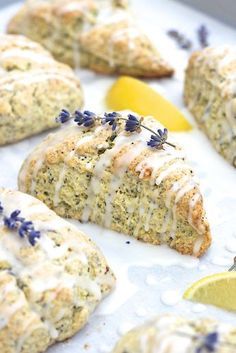 lemon poppy seed scones with lavender sprinkles