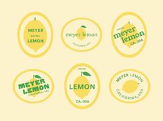 four different lemon labels are shown in yellow and green, with the words never lemon on them