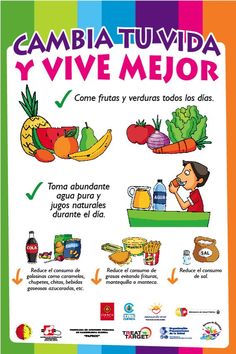 a poster describing the benefits of food for children to eat in spanish, english and french