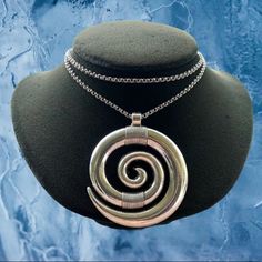 Double Layer Necklace Spiral Charm . Stainless Steel Chain . First Layer Is 15 Inch , Second Is 18 Inch ( Plus 2 Inch Extention To Adjust . If You Need A Different Size Lmk ( Handmade By Me ) Silver Plated Spiral Charm Design Celtic / Rock / Rocker / Boho / Goth / Gothic / Moon Phase / Gypsie / Viking / Nordic / Celt / Bohemian / Pagan / Witch / Fairy / Chokers / Gift / Biker / Sugar Skull / Skull Lovers / Halloween / Edgy / Punk / Self Love / New Beginnings / Never Ending Journey / Shell Spiral Of Life, Witch Fairy, Goth Biker, Quartz Choker, Goth Choker, Boho Goth, Spiral Necklace, Bullet Necklace, Double Layer Necklace