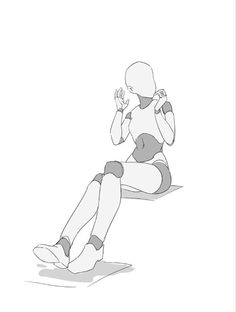 a drawing of a woman sitting on the ground with her hands up in front of her face