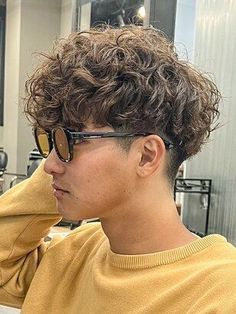 Textured Curly Hair Men, Undercut Curly Hair Men, 2b Hairstyles Men, Short Curly Haircuts For Round Faces Men, Light Perm Short Hair Men, Short Permed Hair Men, Undercut Perm, Curly Undercut Mens, Guys Curly Haircut