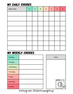 the daily chore chart is shown in this image