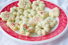 a plate full of cookies with sprinkles on it