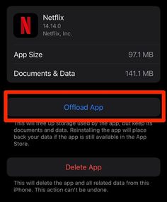 an iphone screen showing how to delete data from the app and then click on it