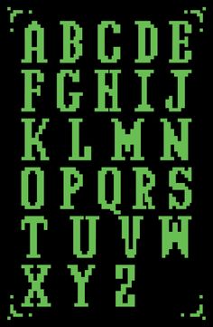 an old - school computer font and numerals set up to spell the alphabet