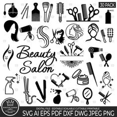 beauty salon svg clipart files for silhouettes and cricut cutting machines