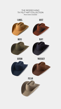 Available in several color options- there is a rodeo king felt for any western lifestyler! Felt Cowboy Hat Outfit, Cowboy Hat Outfit Men, Rodeo Hats, Mens Cowboy Hats, Style Lookbook, Western Style Outfits