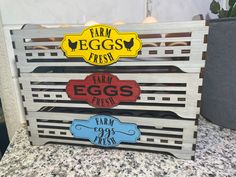 an egg tray with eggs in it sitting on a counter