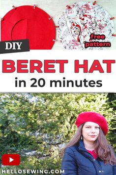 a woman wearing a red beret hat in 20 minutes