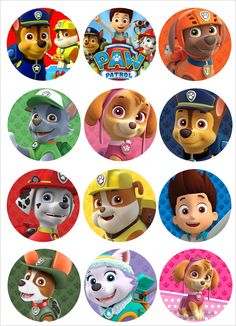 the paw patrol character stickers are all in different shapes and sizes, including one for each