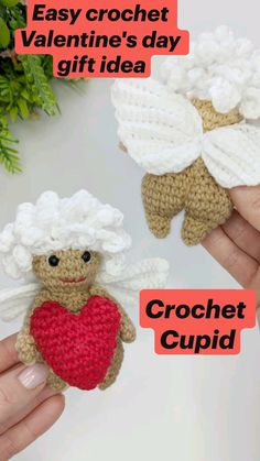 Crochet Cupid amigurumi pattern, easy crochet Valentine's day gift idea, crochet heart pattern