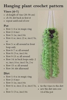 the instructions for hanging plant crochet pattern