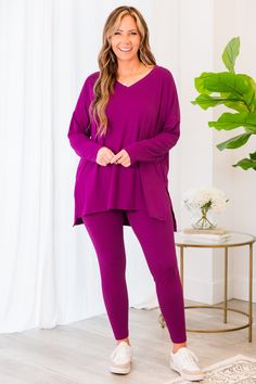 We made this set with you in mind! Its stretchy fabric and classic light plum color make it comfortable and versatile for lounging around or a casual day out! With its comfy fit, you will feel relaxed and confident no matter where you go! 90% Polyester, 10% Spandex Plus Size Clothing Online, Chic Soul, Plum Color, Comfy Fits, Cute Woman, Newest Trends, Stretchy Fabric, Online Clothing, Plus Size Dresses