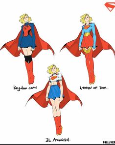 four different views of the supergirl costume