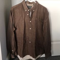 Super Soft Button Down. Could Be Dressed Up Or Down. Never Worn But No Tags. Brown Collared Shirt With Buttoned Pockets, Brown Top With Button Closure And Casual Collar, Casual Brown Top With Buttoned Pockets, Brown Long Sleeve Shirt With Buttons, Brown Button-up Shirt With Buttoned Pockets, Brown Cotton Shirt With Buttoned Pockets, Classic Brown Shirt With Buttoned Pockets, Brown Button-up Shirt With Pockets, Brown Spread Collar Top With Button Closure