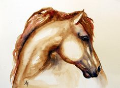 a painting of a horse with its head turned to the side