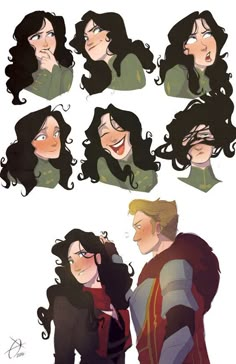 some drawings of people with different hair styles