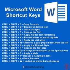 the microsoft word shortcut keys