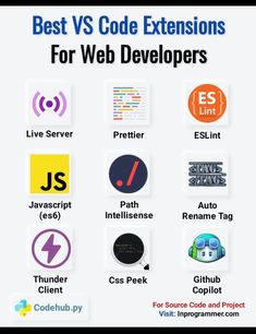 the best vs code extensions for web developers, including different logos and icons