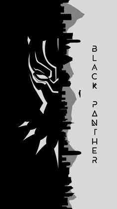 an abstract black and white poster with the words'black panther'in front of it