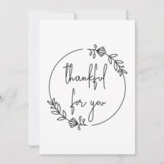 a thank card with the words, thank for you written in cursive writing