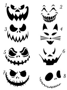 halloween pumpkin faces with different expressions and numbers to make them look like they are smiling