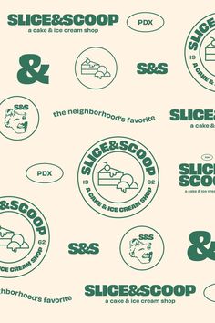 the logos for slicerscoop are green and white