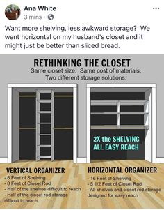 an info sheet describing how to use closets for storage and organizing in your home