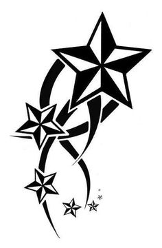 a black and white tattoo design with stars