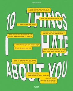 OO1 | "I hate the way I don't hate you, not even close, not even a little bit, not even at all" #10thingsihateaboutyou #filmposter #illustration #illustrationartists #illustrationart #poster #posterdesign #art #design #designgraphic #designer #designergraphic #desaingrafis #illustrator #adobeillustrator #adobephotoshop #digitalart #graphicdesign #typography Date Graphic Design, Simplistic Graphic Design, Typography Poster Design Illustration, Art Catalogue Design, Typography Poster Design Creativity, Graphic Design Ideas Creativity, Graphic Design Posters Typography, Pop Graphic Design, Fun Typography Design