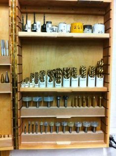 there are many different tools on the shelves