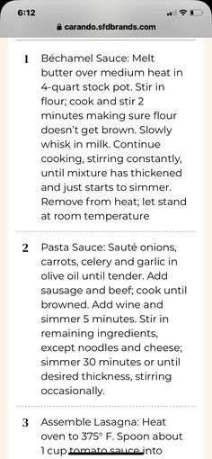 an iphone screen showing the instructions for cooking with ingredients and directions to make it easier