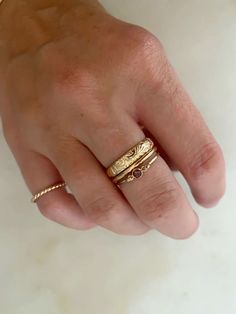 Simple Gold Band, Birthstone Rings, Hammered Band, Floral Ring, Nail Jewelry, Stacked Jewelry