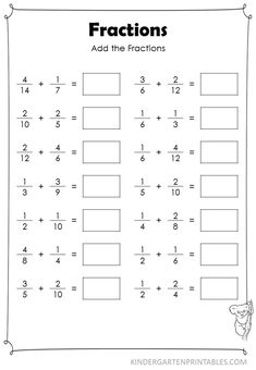 the worksheet for adding fraction to numbers