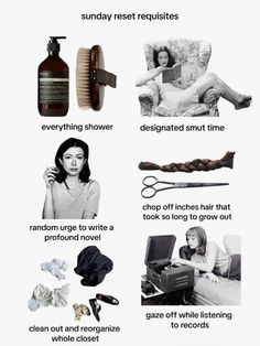 a poster with some things to include in it, including hairbrushes and other items