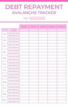 a printable debt payment tracker