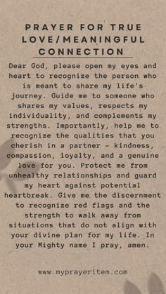 prayer for true love / meaningful connection