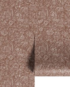 an image of a wallpaper with flowers and leaves in brown color on white background