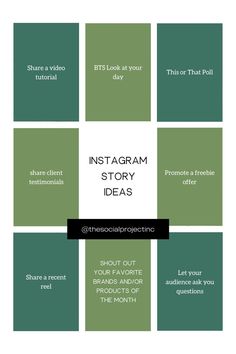 the instagram story info sheet with green squares and black text that says instagram