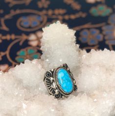 Stunning, Hand crafted Kingman Turquoise from the Kingman mine in Arizona, hand crafted by Navajo artist. Fantastic Navajo silver work! One of a kind beauty! Size 9 We also do custom ring sizing for all of our pieces. Please message us in chat on our website here and we can add sizing to this one of a kind piece. Untreated Western Style Turquoise Ring Gift, Western Style Untreated Turquoise Ring Gift, Western Style Turquoise Gemstone Rings, Untreated Western Turquoise Ring As Gift, Western Style Ring With Large Stone For Gift, Untreated Blue Turquoise Western Ring, Artisan Turquoise Ring, Western Style Blue Turquoise Sterling Silver Ring, Western Style Turquoise Sterling Silver Ring