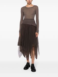 Evening Sheer Asymmetrical Skirt, Midi Skirt Wedding, Chic Asymmetrical Sheer Skirt, Brown Flowy Midi-length Skirt, Luxury Brown Midi Skirt, Luxury Brown Asymmetrical Skirt, Tulle Midi Skirt, Yoko London, Wardrobe Edit