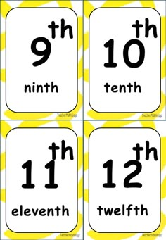 four different numbers are shown in yellow and white squares with the number nine on them