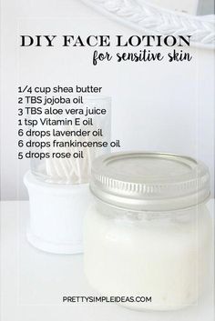 If you suffer from acne, rosacea, or eczema then you will love this DIY Face lotion for sensitive skin. Made with shea butter and frankincense oil. Diy Face Lotion, Lotion For Sensitive Skin, Săpunuri Handmade, Oil Cleansing, Diy Lotion, Homemade Lotion, Frankincense Oil, Face Lotion, Skin Care Recipes