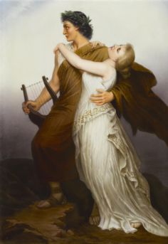 a painting of two people hugging each other