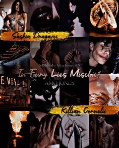 a collage of photos with the words evil, true lies misen and other images