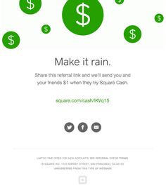 an email form with the words make it rain and dollar signs above it in green