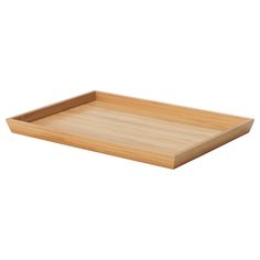 an empty wooden tray on a white background