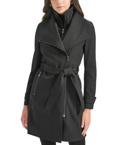 in stock Black Coat Outfit, Belted Wrap Coat, Coat Outfit, Petite Coat, Belted Trench Coat, Wrap Coat, Trench Coat Black, Belted Coat, Calvin Klein Women