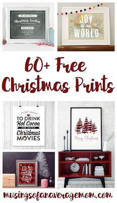 christmas printables are featured in this collage with the words 60 free christmas prints